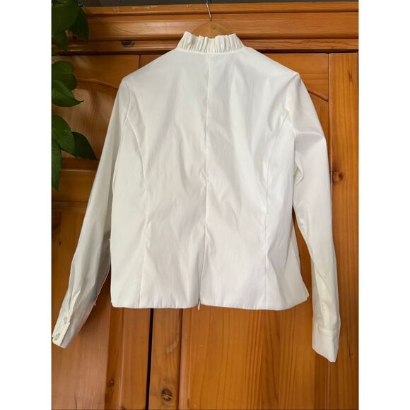 Coldwater Creek White Embroidered Ruffle Blouse Sz 14 NWT Back Zipper - Picture 6 of 14